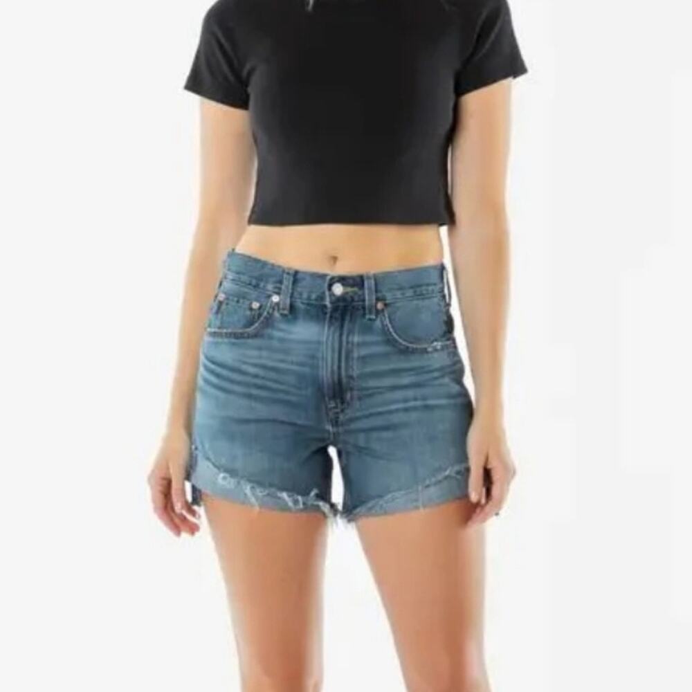 NWT Etica Skylar Flip Denim Shorts High Rise Distressed Cutoff Anthropologie 26
